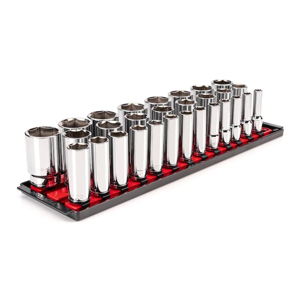 Tekton 1/2 Inch Drive Deep 6-Point Socket Set with Rails, 29-Piece (10-38 mm) SHD92125 - main